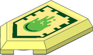 Tile 3 x 2 with Angled End with Nexo Power Shield Pattern - Slime Blast Tile 3 x 2 with Angled End with Nexo Power Shield Pattern - Slime Blast