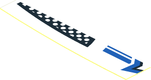~Sticker  1 x  4 with Black/Blue Star on Blue/White Stripes and Grilles - Second Face