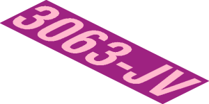 ~Sticker  0.9 x  3.9 with "3063-JV" and Magenta Shooting Star - Text