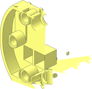 ~Cylinder  6 x 10 x  4.333 with Open Top Half and Eight Pin Holes on Ends, Quarter