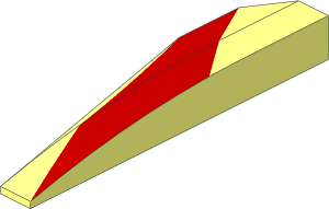 ~Wedge 10 x  3 x  1 Double Rounded without Studs with Red Stripe