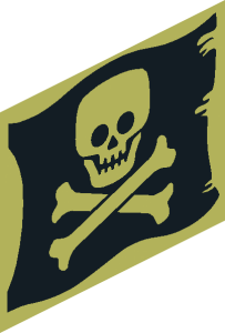 ~Flag  6 x  4 with Jolly Roger with Squared Skull and Crossbones Pattern