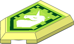 Tile 3 x 2 with Angled End with Nexo Power Shield Pattern - Unicorn Might Tile 3 x 2 with Angled End with Nexo Power Shield Pattern - Unicorn Might