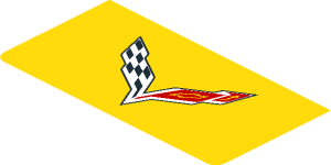 ~Sticker  4.0 x  1.8 with Chevrolet Corvette Z06-C7 Logo on Yellow Background and Dark Grey Air Vents on Black Background - Upper Section 4