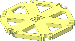 ~Plate  6 x  6 Hexagonal with Six Spokes and Clips without Studs
