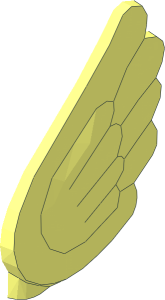 ~Animal Wing  2 x  2.5 Feathered with Five Rounded Feathers with 0.5L Bar - Half