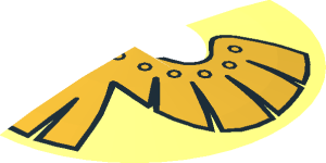 ~Minifig Shield Round Bowed with Gold Eagle Pattern - Half