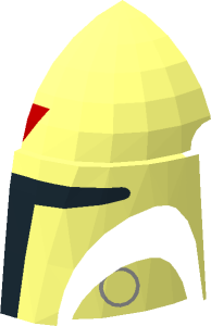 ~Minifig Helmet Mandalorian with Red Triangle on Forehead and Light Bluish Grey Cheek Pattern Half