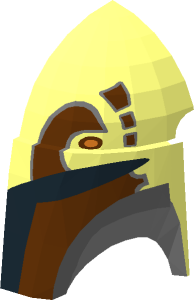 ~Minifig Helmet Mandalorian with Reddish Brown Visor with Slanted Eyeslits Dark Bluish Grey Cheeks and Reddish Brown Pattern - Half