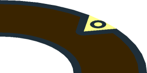 ~Minifig Shield Round Type 2 with Dark Brown Ring and 4 Rivets Pattern - 1/4