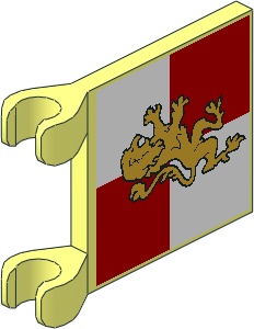 Flag  2 x  2 with Gold Lion on Red/White Quarters Pattern