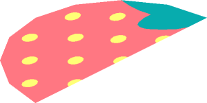 ~Tile  1 x  1 Round with Round Coral Strawberry Pattern Half