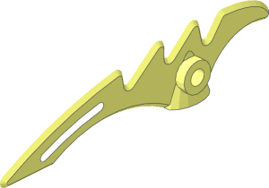 ~Minifig Weapon Crescent Blade Serrated with Bar 0.5L Half