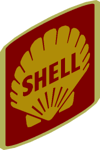 ~Signpost Slanted Cantilever with Suspended Sign with Shell Logo 1955 Pattern - Side