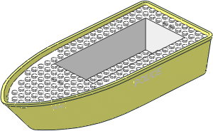 Boat Hull Floating 25 x 10 with White Deck, "Police" and "4010" Stickers Boat Hull Floating 25 x 10 with White Deck, "Police" and "4010" Stickers