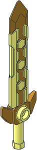 Minifig Sword with Hexagonal Decorations with Pearl Gold Pattern Minifig Sword with Hexagonal Decorations with Pearl Gold Pattern