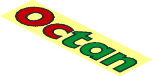 Logo Octan Text Red/Green with Medium-Bold Black Borders