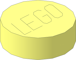 Stud with LEGO Logo - Non-3D Thin Lines