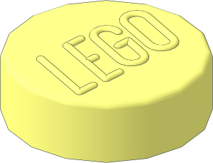 Stud with LEGO Logo - 3D with Rounded Top