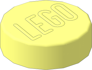 Stud with LEGO Logo - 3D Flattened