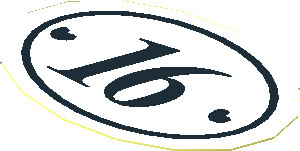 Sticker  1.4 x  2 Oval with Black "16" and Small Hearts