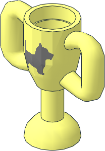 Minifig Trophy Cup  2.4L with Metallic Silver Terrier Dog Pattern