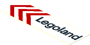 Sticker  1.2 x  4.0 with "Legoland" and Chevrons Left