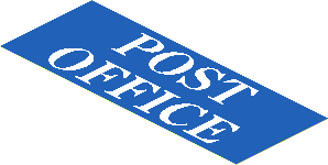 Sticker  2.3 x  5.9 with "POST OFFICE"