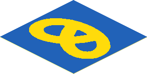 Sticker  1.9 x  1.9 with Yellow Pretzel on Blue Background