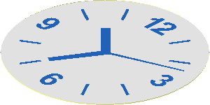 Sticker  3.3 x  3.3 Round with Clock Hands 10:35:12 on Chrome Silver Background