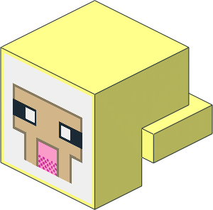 Plate 1 x 2 with Cube with Minecraft Sheep Pattern Plate 1 x 2 with Cube with Minecraft Sheep Pattern
