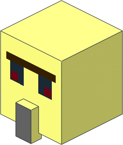 Minifig Head Cuboid with Raised Rectangle with Minecraft Iron Golem Pattern