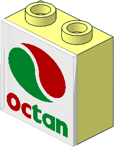 Electric Light & Sound Brick 1 x 2 x 1.667 with Milky White Clip-On Plate with Octan Logo Pattern Electric Light & Sound Brick 1 x 2 x 1.667 with Milky White Clip-On Plate with Octan Logo Pattern