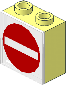 Electric Light & Sound Brick  1 x  2 x  1.667 with Milky White Clip-On Plate with No Entry Pattern