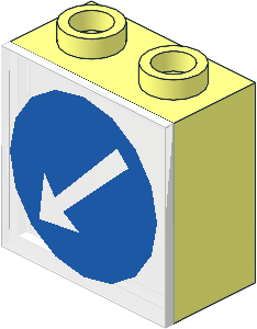 Electric Light & Sound Brick 1 x 2 x 1.667 with Milky White Clip-On Plate with Blue Circle and White Arrow Pattern Electric Light & Sound Brick 1 x 2 x 1.667 with Milky White Clip-On Plate with Blue Circle and White Arrow Pattern