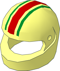 ~Minifig Helmet Standard with One Red and Two Green Stripes Pattern (Obsolete) ~Minifig Helmet Standard with One Red and Two Green Stripes Pattern (Obsolete)