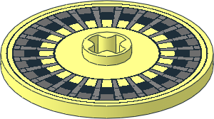 Technic Disc 3 x 3 with Axlehole with Black and Dark Bluish Grey Circles and Silver Spokes Pattern Technic Disc 3 x 3 with Axlehole with Black and Dark Bluish Grey Circles and Silver Spokes Pattern