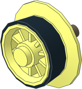 Train Wheel Spoked with Conical Rim with Stub Axle and Black Tyre