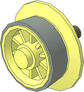 Train Wheel Spoked with Conical Rim with Stub Axle and Light Grey Tyre