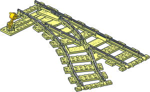 Train Track  9V Point Right Straight with Yellow Lever