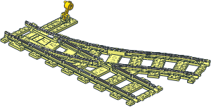 Train Track  9V Point Left Branching with Yellow Lever
