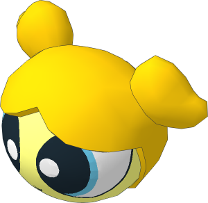 Minifig Head Powerpuff Girls Bubbles with Yellow Hair