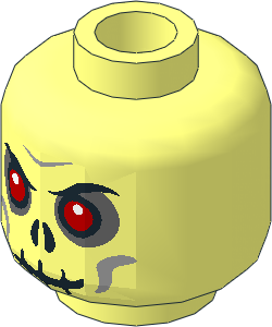 Minifig Head Skull Evil with Light Bluish Grey around Eyes, Mouth, Nose and Facial Lines with Scowl Pattern