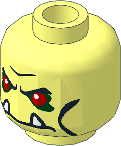 Minifig Head with Red Eyes and White Fangs Pattern