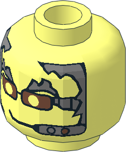 Minifig Head with Insectoids with Silver Hair, Copper Glasses and Headset Pattern