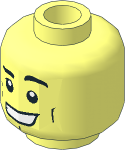 Minifig Head with White Pupils, Cheek Lines, Black Eyebrows, Wide Open Mouth and Chin Dimple Pattern