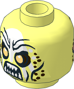 Minifig Head with LOTR Uruk-Hai Scowl and White Hand 2-Sided Pattern (Blocked Hollow Stud)