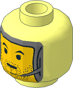 Minifig Head with Balaclava, Headset and Stubbles Pattern