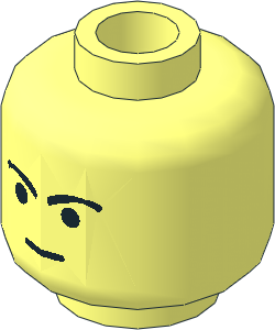Minifig Head with Straight Smile and Black Curved Eyebrows Pattern
