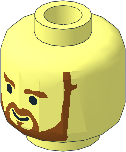 Minifig Head with Dark Orange Eyebrows and Trimmed Beard Pattern